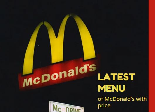 McDonald's menu with prices